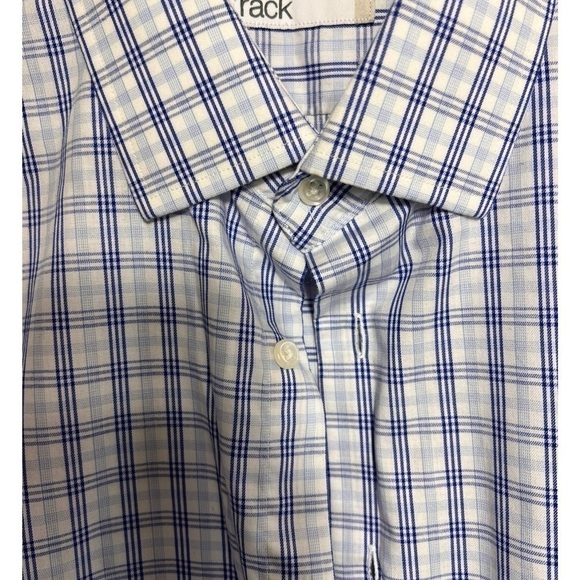 Nordstrom Rack Mens Trim Fit Button Down Shirt Size 16 34/35 Navy Blue w White - Picture 2 of 9
